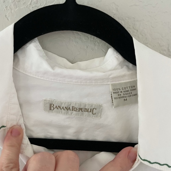 "Garden Script" Banana Republic Button-Down Hand-Painted Floral Shirt - Picture 6 of 11